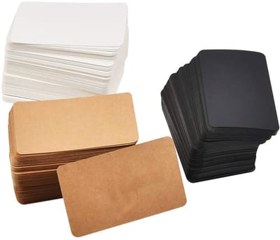 Dailygoods- Berichtkaarten 300 Stuks - Blanco Papieren Kaarten - Visitekaartjes - Kantoorgeheugenkaarten - Kraftpapier - Wit/Zwart - Notitiekaarten