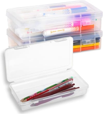 Stapelenbare Pen Box - 3 Stuks Transparante Opbergdozen voor Pennen en Potloden, Ideaal voor School en Creatieve Projecten