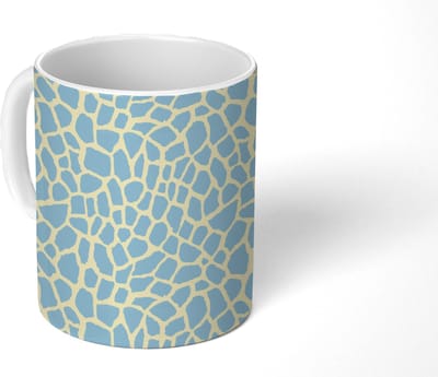 Mok - Koffiemok - Giraf - Modern - Blauw - Mokken - 350 ML - Beker - Koffiemokken - Theemok
