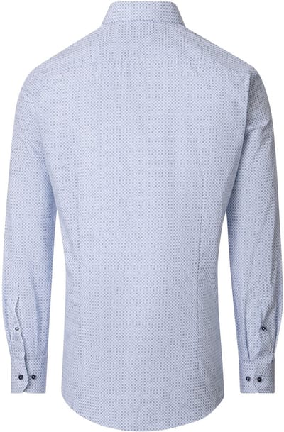 VENTI modern fit overhemd - popeline - wit met blauw dessin - Strijkvrij - Boordmaat: 39
