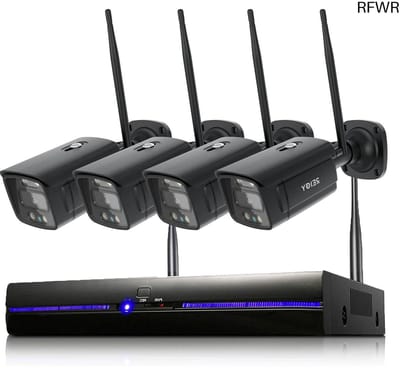 RFWR® Draadloze 3MP Buiten Bewakingscamera Systeem met Spotlight en Tweeweg Audio