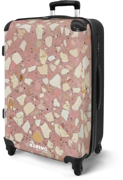 NoBoringSuitcases.com® - Koffer groot - Rolkoffer lichtgewicht - Roze terrazzo - Reiskoffer met 4 wielen - Reis trolley - Grote valies XL - Bagagekoffer op wieltjes - 20 kg bagage - Ruimbagage middelgroot