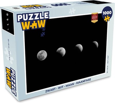 Puzzel Zwart - Wit - Maan - Maanfase - Ruimte - Legpuzzel - Puzzel 1000 stukjes volwassenen