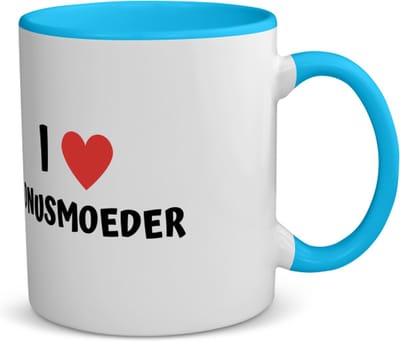 Akyol - i love bonusmoeder koffiemok - theemok - blauw - Moeder - de liefste bonusmoeder - moeder cadeautjes - moederdag - verjaardag - geschenk - kado - 350 ML inhoud