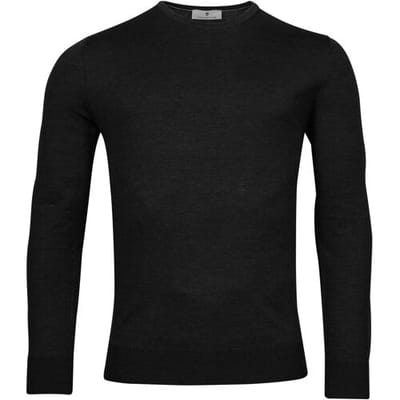 Thomas Maine Trui Merino Crew Neck Single Knit Zwart / male