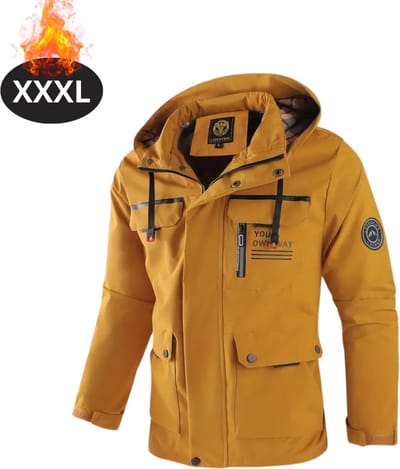 Bovista Windjas Voor Heren - Windjack - Waterdicht - Jas Met Capuchon - Outdoorjas - Volwassen - Geel - Maat XXXL
