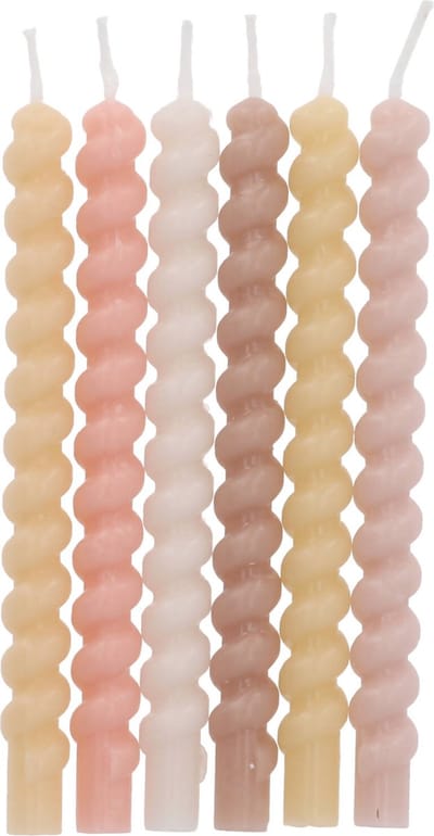 Folat - Kaarsjes twister pale pastel 10 cm (12 stuks)