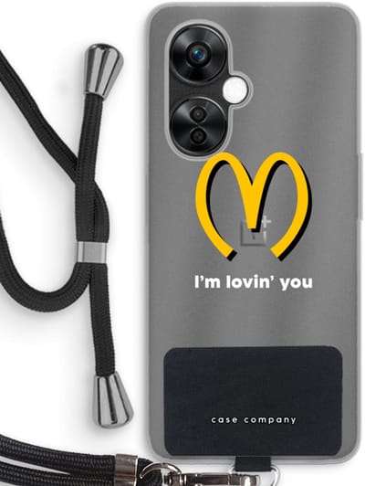Case Company® - Hoesje met koord geschikt voor OnePlus Nord CE 3 Lite hoesje met Koord - I'm lovin' you - Telefoonhoesje met Zwart Koord - Bescherming aan alle Kanten en Over de Schermrand