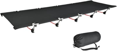 Campingbed Volwassenen - Opvouwbaar Bed - Buiten Ontspannen - Lichtgewicht Aluminium - 350 lbs Draagkracht - Zwart