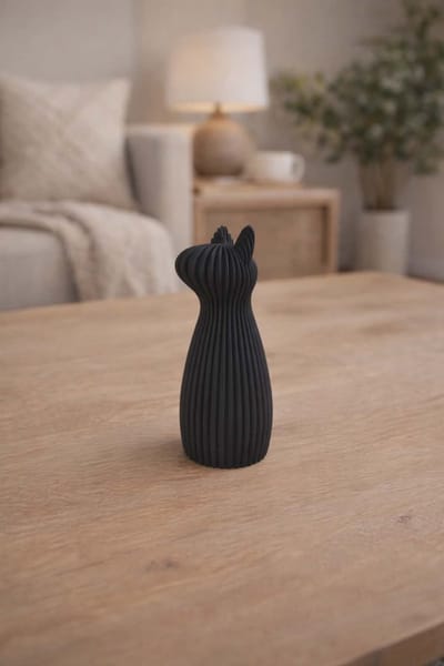 Moderne 3D Hond Decoratie - Zwart - Huisdier - Ribbel - 3d - 3d geprint - PLA - Rona Design