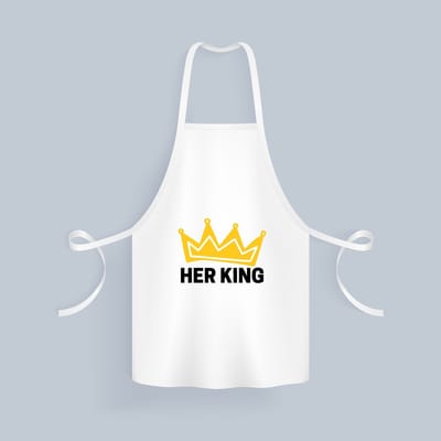 Akyol - her king Keukenschort - Verjaardag - haar - hem - grappige tekst - 82 bij 71 cm