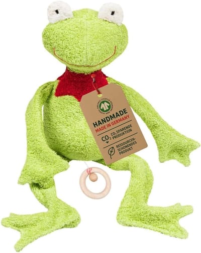 Muziekdoos Kikker - Knuffel met Melodie - Baby Kalmeren - Biologisch Katoen GOTS - 48 cm - Groen