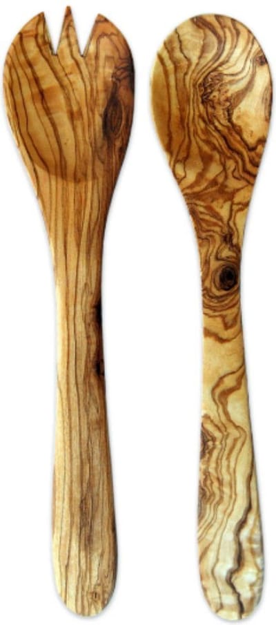 D.O.M. Groot Slabestek van Olijfhout 36 cm – Luxe en Natuurlijk Design - Houten Saladebestek