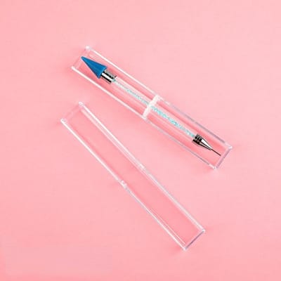 Stylo à cire à double embout pour dotting acrylique, Pinceau à ongles, Strass, Cristal, Ramassage, Clous à ongles, Dotter, Outils à ongles pour pointillage DIY bleu