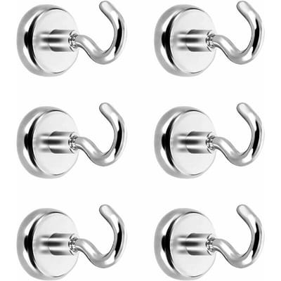 Peysaitr - Sterke Magnetische Ophanghaakjes - Extra Sterk 7kg Trekkracht - N35 Neodymium Magneet - Magneet Haak - Universeel Gebruik - 16mm - Zilver - 6 Stuks