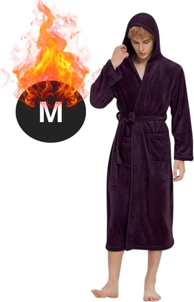Bovista Badjas Heren - Fleece - Katoen - Badstof - Sauna - Hamam - Wafel - Bathrobe - Duster - Ochtendjas - Spa - Kimono - Paars M