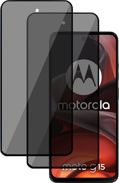 2x Privé Screenprotector geschikt voor Motorola Moto G15 / G05 / E15 Screenprotector - Privacy Beschermglas - Privacy Proteqt+