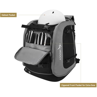 Skischoentas met grote capaciteit 65L Skischoenreisrugzak voor skihelmbril Snowboard black