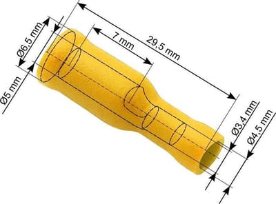 Doorverbinder Geel - Gat diameter 5.0-6.5 mm - Gat diameter 3.4-4.5 mm - 100 Stuks