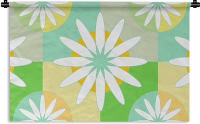 Wandkleed - Wanddoek - Bloemen - Zomer - Patronen - 90x60 cm - Wandtapijt