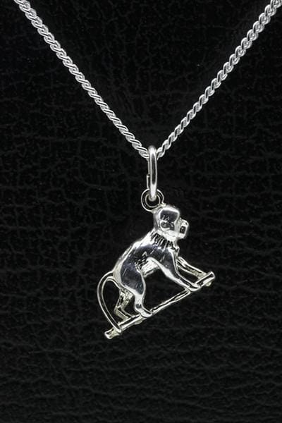 Zilveren Aap ketting hanger - 2