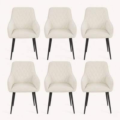 Eetkamerstoel Mylou- set van 6 - velvet beige- zetelsenbedden Tafel en Stoel