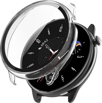Strap-it Hard case hoesje met glasplaatje - geschikt voor de Amazfit GTR Mini - transparant