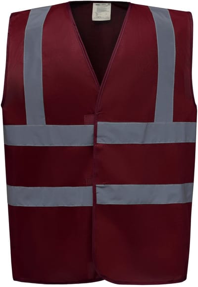 Yoko Signalisatievest met 2 Banden & Bretels YHVW100 - Maroon - S