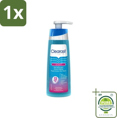 1 x Clearasil - Ultra Rapid Action Scrub Wash - Reinigingsgel - 200 ml - Huidverzorging - Gezichtsreiniger - Scrub - Dode Huidcellen - Poriën