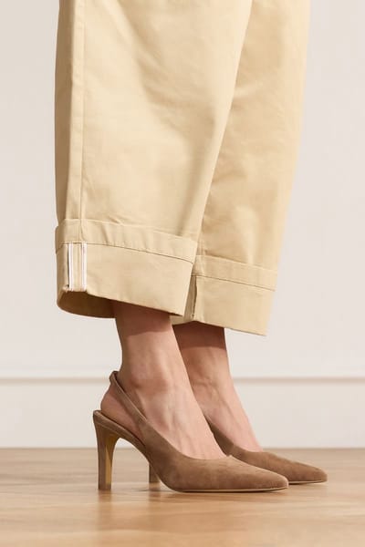 Manfield - Dames - Bruine suède slingbacks - Maat 37