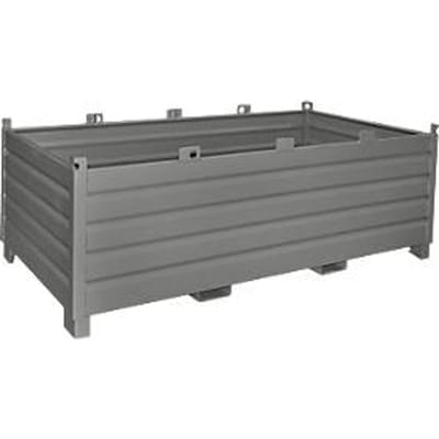 Bauer SBS 2000 opvangbaksysteem, L 1200 x B 2400 x H 850 mm, stapelbaar tot 3 hoog, gelakt, met transportwagen, muisgrijs RAL 7005