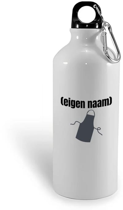 Hacebo® - schort waterfles - Kok - iemand die goed kan koken - met eigen naam - leuk cadeau voor iemand die chefkok is - cadeau - kado - water fles - 400ML