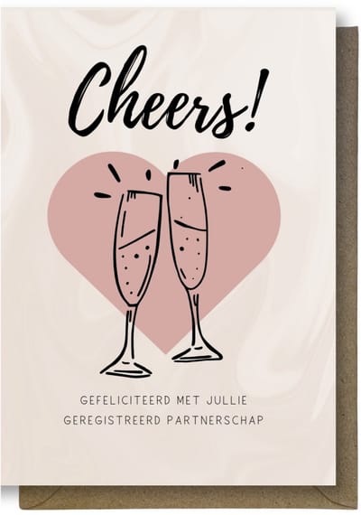 Geregistreerd Partnerschap Wenskaart - 12x17cm - Gevouwen kaart inclusief envelop - Felicitatie
