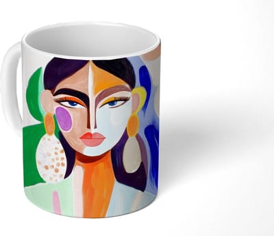 Mok - Koffiemok - Portret - Vrouw - Modern - Mokken - 350 ML - Beker - Koffiemokken - Theemok