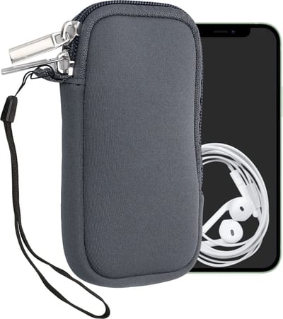 kwmobile telefoontasje universeel geschikt voor XS - 3,5/4" smartphones - 12,5 x 6,5 cm - Hoesje met rits en polslusje -In grijs -