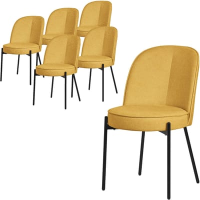 Eetkamerstoelen set van 6 mosterd met rugleuning, gestoffeerde stoelen voor eetkamer & keuken ML-Design