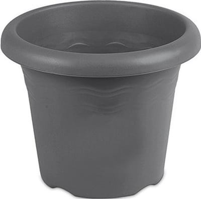 Grijze ronde plantenpot/bloempot Flori 26 cm kunststof - Onbreekbare plantenbakken/bloembakken - Tuin decoraties