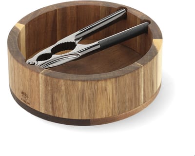 HOLM Notenkraker set – Houten Kom met Notenkraker – Duurzaam Keukengerei voor Noten – Acaciahout & Metaal – FSC Gecertificeerd – Ø 17 cm – Hout
