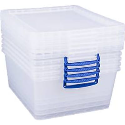 Really Useful Boxes stapelbare opbergboxen, transparant, met deksel, 17,5 l, 5 stuks
