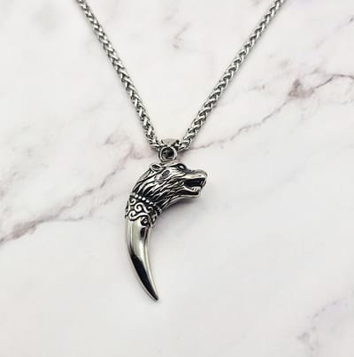 Mei's - Steel Guardian - ketting heren - Viking - wolf - RVS zilver - 60 cm