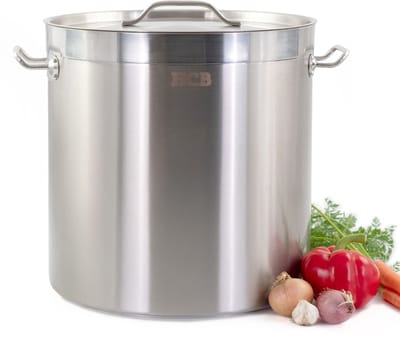 HCB® - Professionele Kookpan - 33 liter - Inductie - Gas - Electrisch - Grote RVS / INOX pan - Soeppan - Horeca pannen - Kookpot - Ø36.5 cm x H37 cm - 6.5 kg - 7296