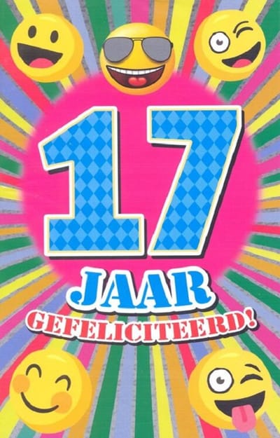 Wenskaart 17 Jaar Gefeliciteerd - D13329 - Luxe verjaardagskaart - 12x17cm - Gevouwen Wenskaart inclusief envelop - Leeftijdskaart