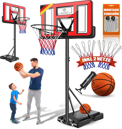KESSER® Mobiler Basketballständer Basketballkorb 160-210cm Set mit Ball & Pumpe
