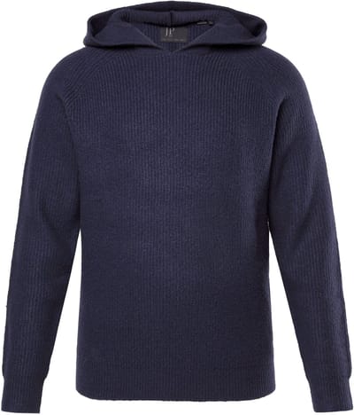 JP 1880 - Heren - Hoodie CashmereTouch breisel capuchon - Navy blauw - Maat L