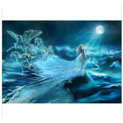 5D DIY Diamond schilderij maangodin borduurwerk mozaïek kruissteek strass decor 20X30CM blue