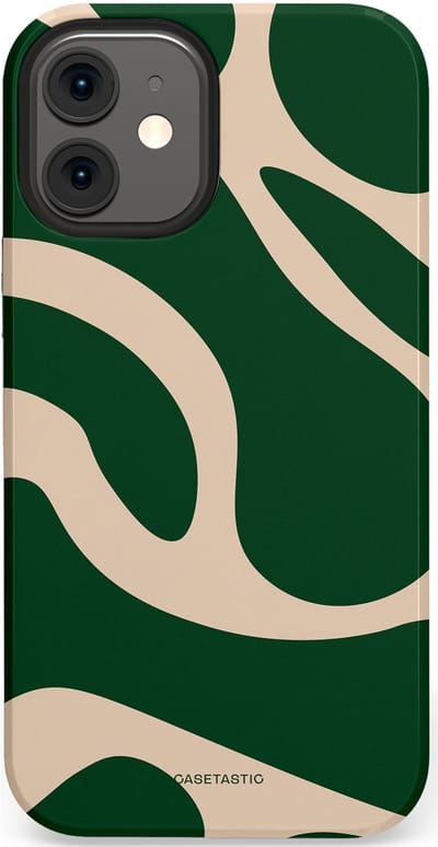 Casetastic hoesje geschikt voor Apple iPhone 12 Mini - Dubbellaagse bescherming - Groen Bos en Zand Duinen - Fashion Case - Donkergroen Zand