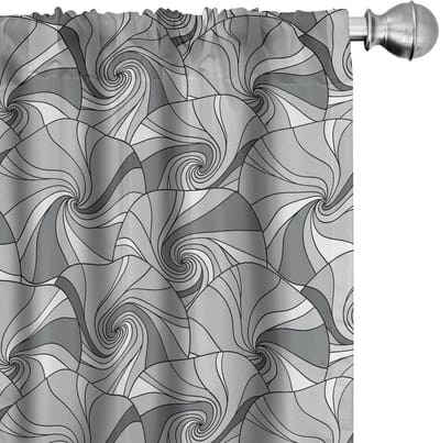 ABAKUHAUS Grijze gordijnen – Doodle Cirkel – 2x75x225 cm – Microvezel