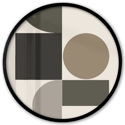 Poster in lijst Rond - Fotolijst 40x40 cm - Posters - Aardetinten - Abstracte compositie - Eenvoudige vormen - Ronde posterlijst zwart - Decoratie - Wanddecoratie woonkamer - Muurdecoratie slaapkamer