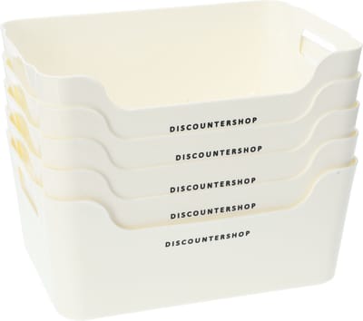 Opbergmanden 3.6L set van 5 witte - stapelbare opbergbakjes 24,6x16,9x10,4 cm - kast organizer en opbergbox - kleding organizers en opbergtassen