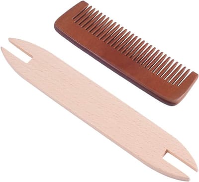 Weefgereedschap set met houten shuttle, accessoires en kam voor ambachtelijk weven, gemengde kleuren en creatieve projecten